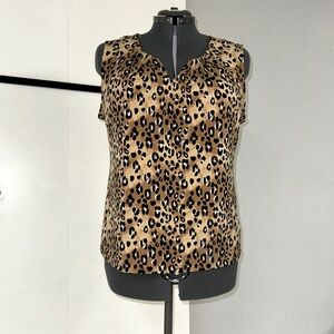 41 Hawthorn Leopard Print Gathered V-neck Stretch Top
